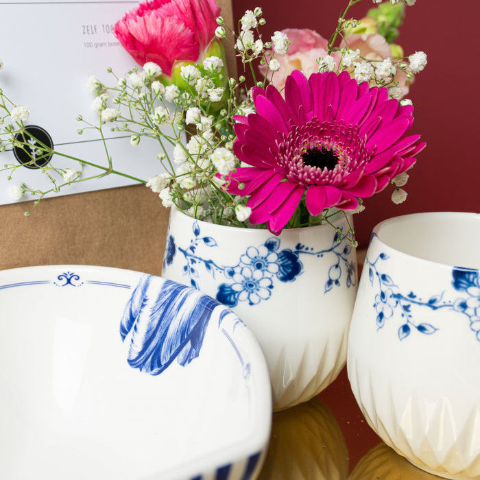 Heinen Delfts Blauw Blauw Vouw Koffiekop 4 st 0,2 L