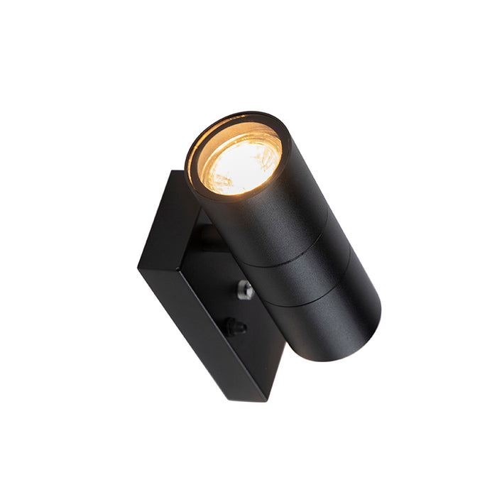 QAZQA Buiten wandlamp zwart 2-lichts IP44 met schemersensor - Duo