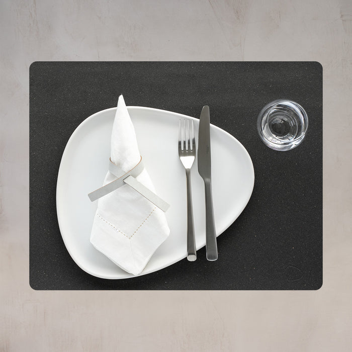 LIND DNA Core Square Placemats 4 st. + Onderzetters 4 st.- Flecked Anthracite