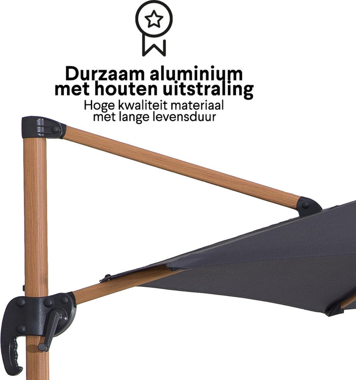 Homra LUX-XL-HOUT zweefparasol - Ø300 cm - Incl. beschermhoes