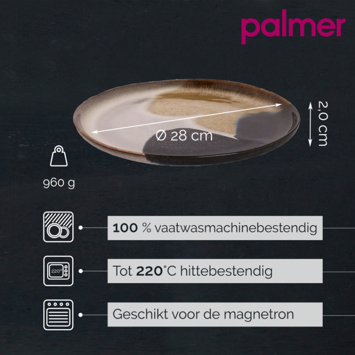 Palmer Bord Aquarel 28 cm Blauw Beige Stoneware 2 stuks