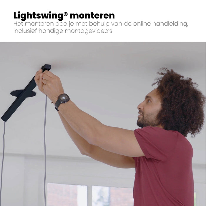 Lightswing® Single Ophangsysteem voor één Hanglamp - Mat zwart 110cm