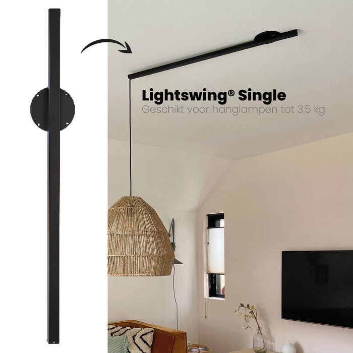 Lightswing® Single Ophangsysteem voor één Hanglamp - Mat zwart 110cm
