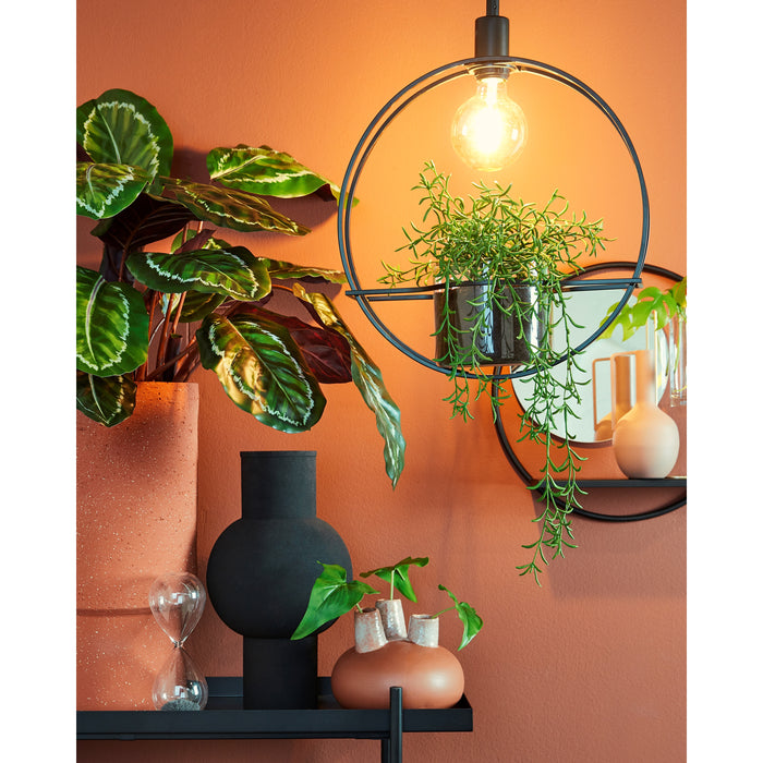 Mica Decorations Phoenix Wandspiegel - B11 x Ø39 cm - Metaal - Zwart