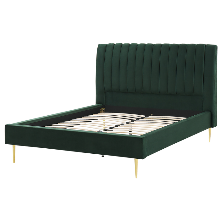 Beliani - MARVILLE - Tweepersoonsbed - Groen - 140 x 200 cm - Fluweel