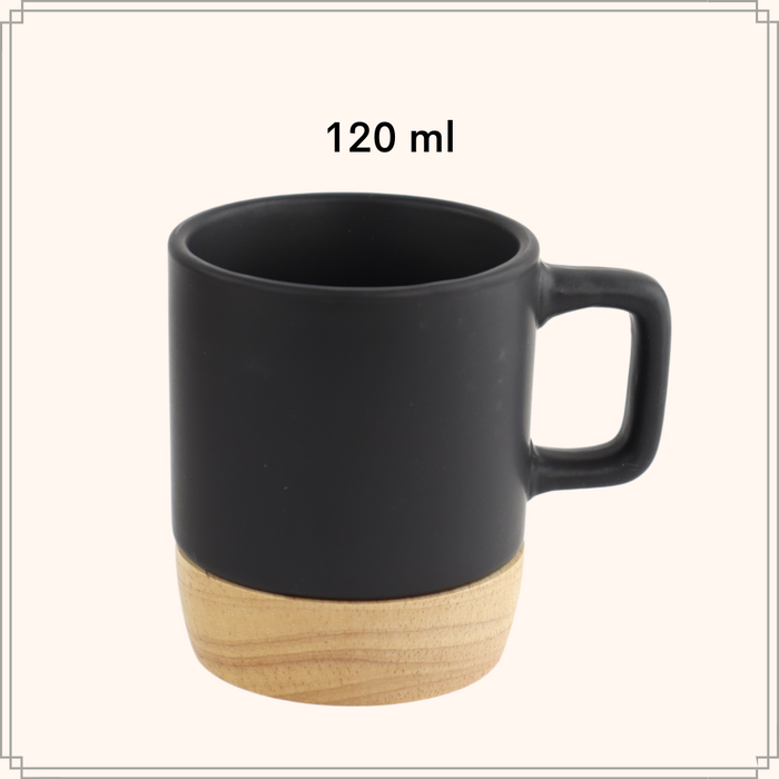 OTIX Espresso Kopjes Zwart Koffiekopjes Set van 6 120ml met Bamboe...