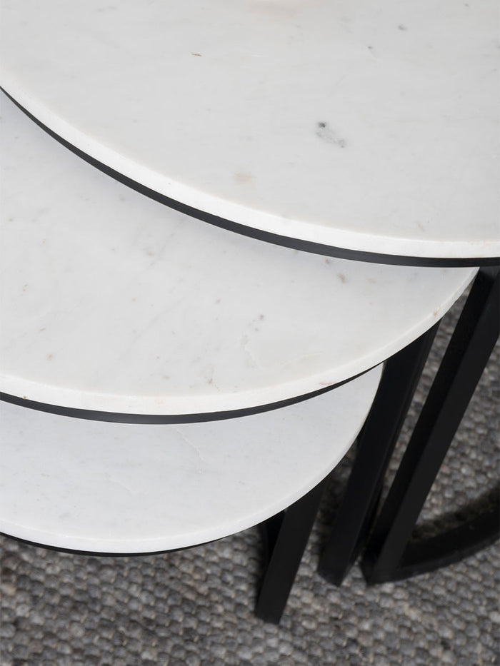 Home67 - Salontafel Eloza Marmer - Set van 2 Groot - Wit|Zwart