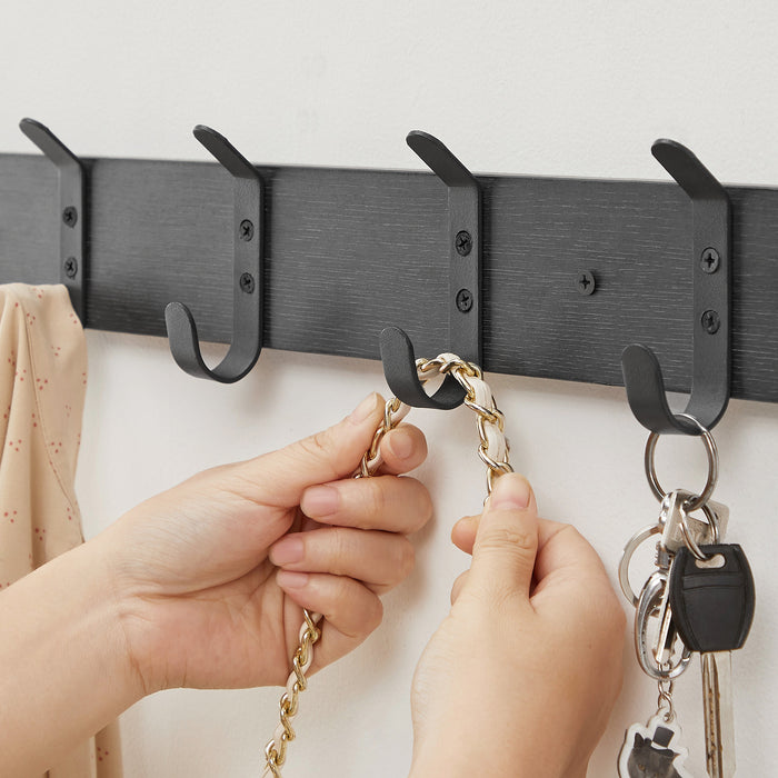 Langwerpige Kapstok met 5 Dubbele Haken, Zwart