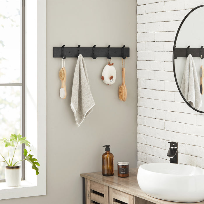 Langwerpige Kapstok met 5 Dubbele Haken, Zwart