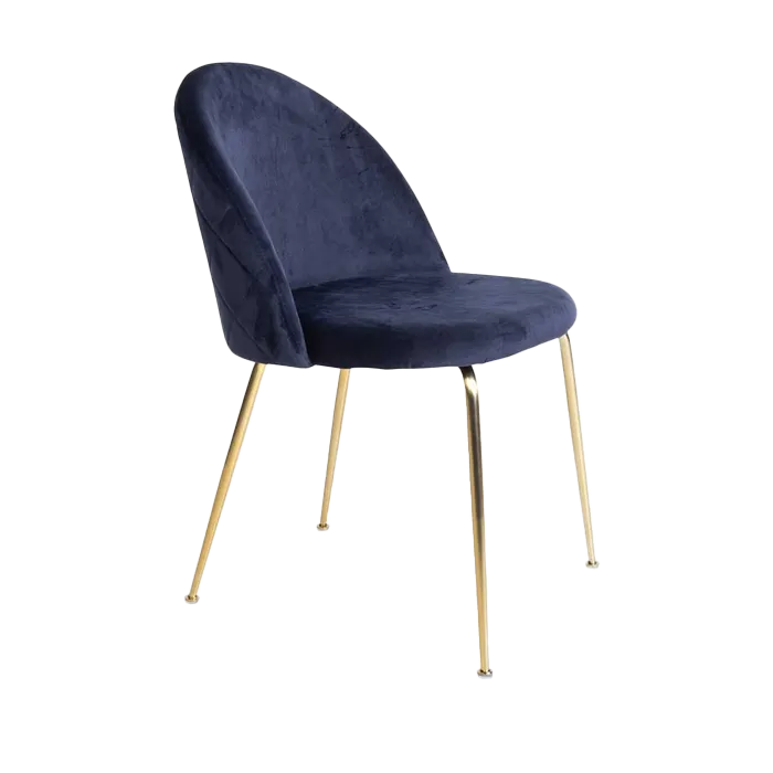 Artichok Aniek Eetkamerstoel Velvet Blauw - Gouden Poten