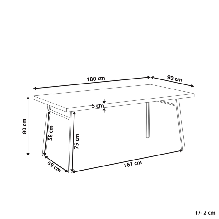 Beliani - IVORIE - Eettafel - Lichte houtkleur - 180 x 90 cm - MDF