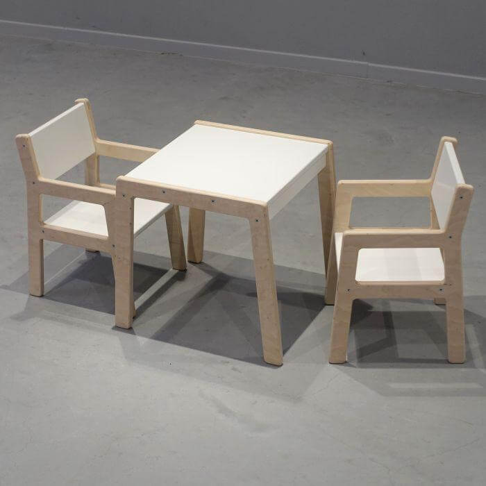 Houten kindermeubelsetje 1-4 jaar | Tafeltje + 2 stoeltjes - wit