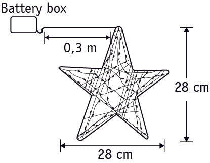 Luca Lighting Ster 3D met 40 Witte LED Lampjes - B4 x Ø28 cm - Zilver