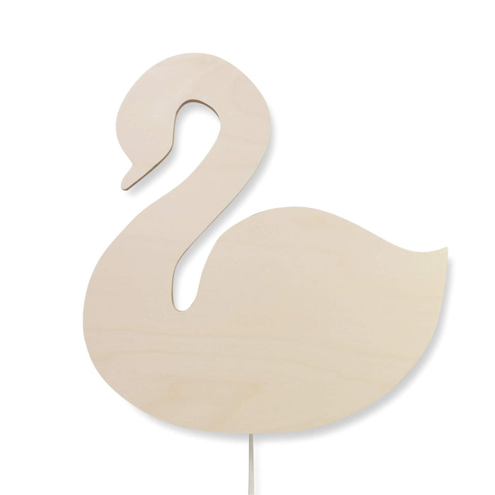 Houten wandlamp kinderkamer | Zwaan - blank