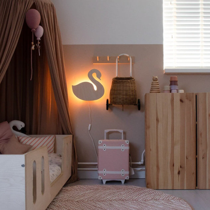 Houten wandlamp kinderkamer | Zwaan - blank