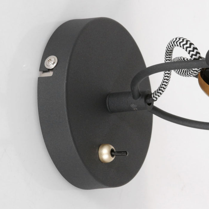 Mexlite - wandlamp - Nove - zwart - metaal - opbouwspot - E14 - 3326ZW