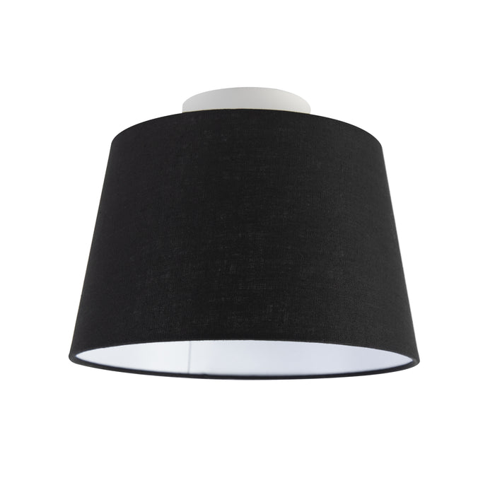 QAZQA Plafondlamp met linnen kap zwart 25 cm - Combi wit