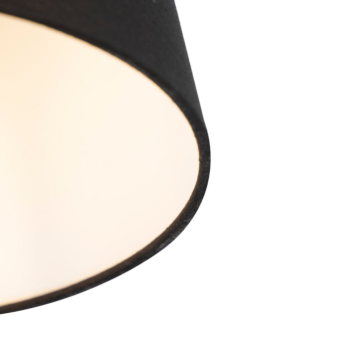QAZQA Plafondlamp met linnen kap zwart 25 cm - Combi wit