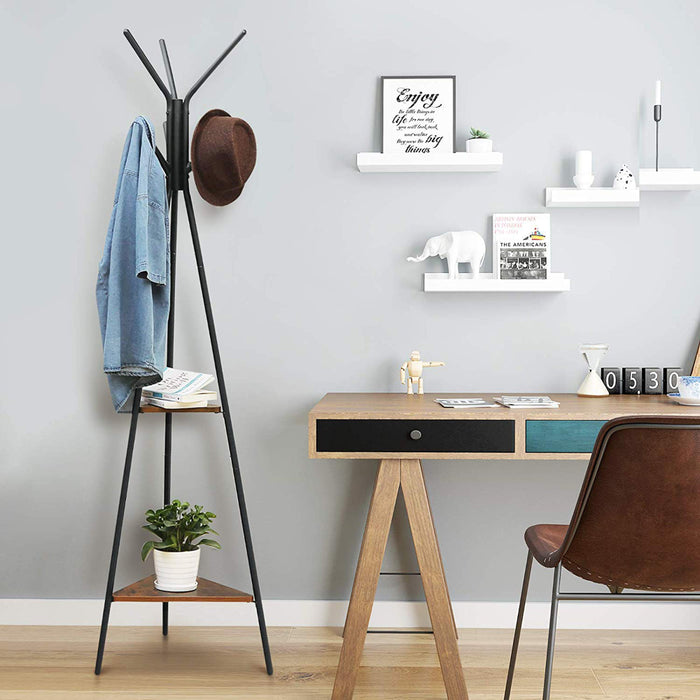 Staande kapstok - vintage - 6 haken - 49x179x49 cm - vintage bruin