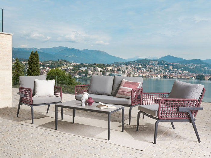 Beliani - SCIACCA - Loungeset voor 4 - Grijs - Aluminium