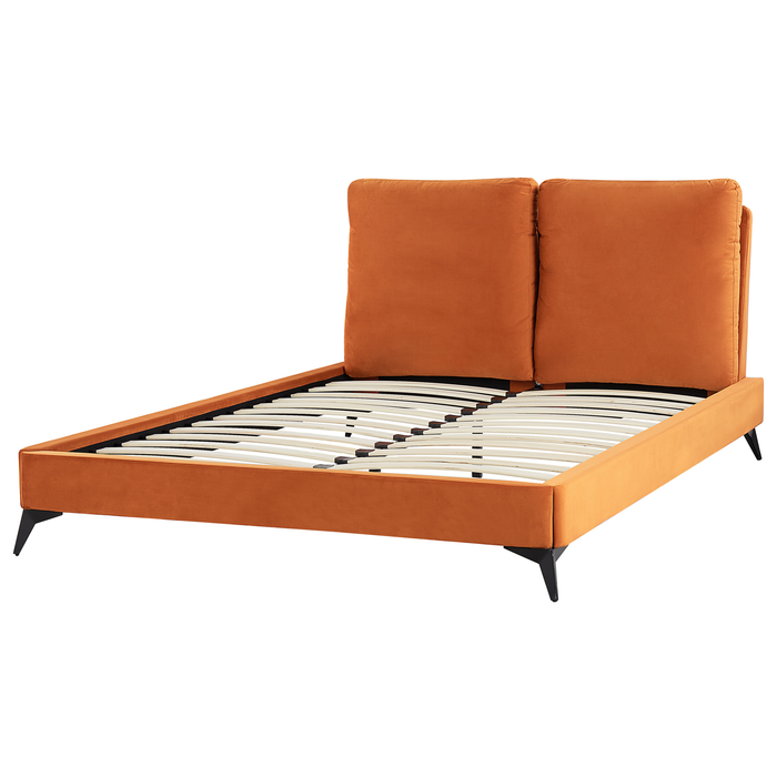 Beliani - MELLE - Tweepersoonsbed - Oranje - 140 x 200 cm - Fluweel