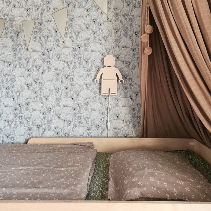 Houten wandlamp kinderkamer | Poppetje - blank