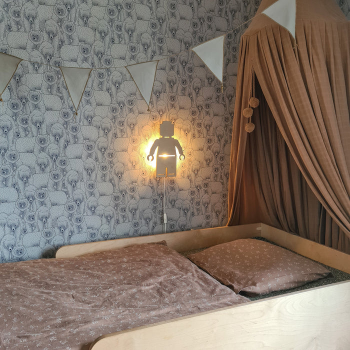Houten wandlamp kinderkamer | Poppetje - blank