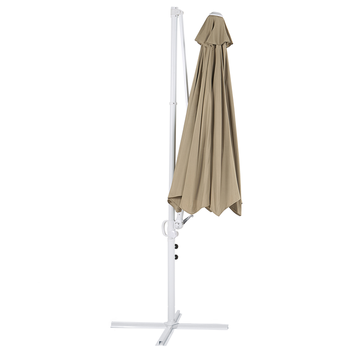 Beliani - SAVONA II - Zweefparasol - Taupe|Wit - Polyester