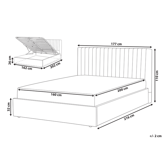 Beliani-VION-Bed met opbergruimte-Oranje-160 x 200 cm-Fluweel