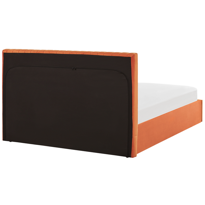 Beliani-VION-Bed met opbergruimte-Oranje-160 x 200 cm-Fluweel