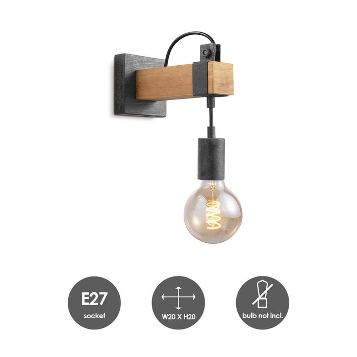 Home Sweet Home Vintage Wandlamp Denton | 10|20|23cm | antraciet E27