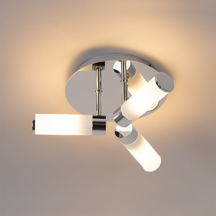 QAZQA Moderne badkamer plafondlamp chroom 3-lichts IP44 - Bath
