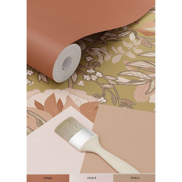 ESTAhome behang vintage bloemen in art nouveau stijl goud en terracott