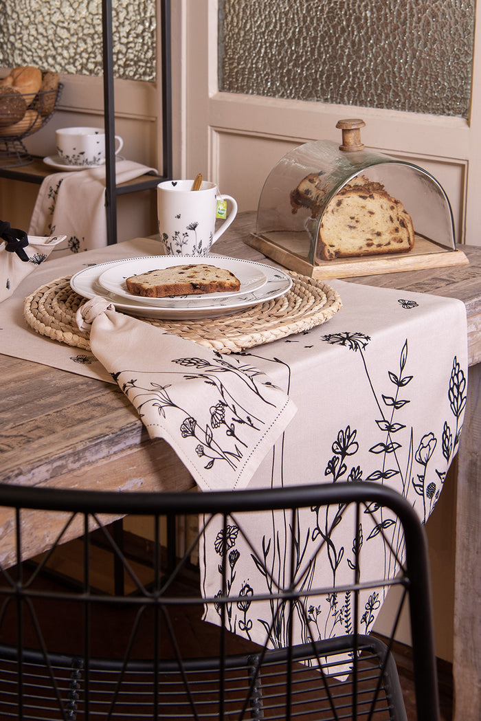 Clayre & Eef Mok 300 ml Beige Zwart Porselein Bloemen Theemok