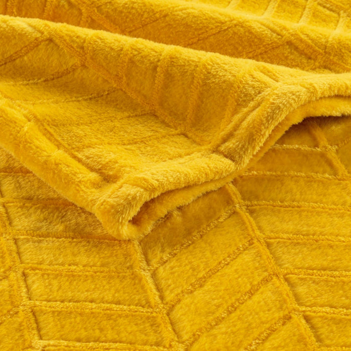 CASA DI ELTURO Flanellen fleece plaid Visgraat - Oker Geel - 180 x