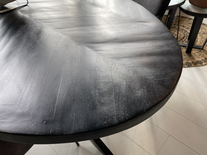 Giga Meubel - Eettafel Ovaal - Zwart - Visgraat - 200cm - Tafel Max