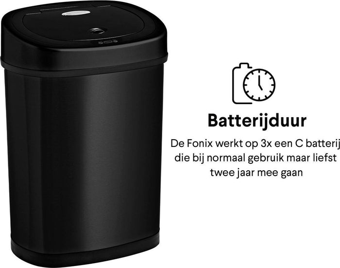 Homra FONIX Prullenbak met Sensor - 40L - Zwart