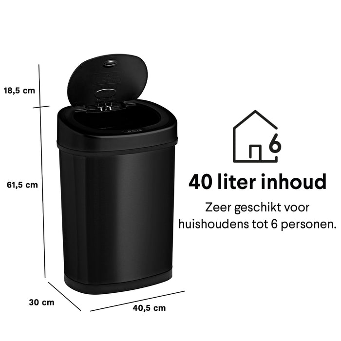 Homra FONIX Prullenbak met Sensor - 40L - Zwart