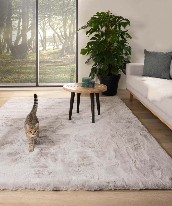 Tapeso Zacht hoogpolig vloerkleed - Comfy plus - lichtgrijs - 140x200