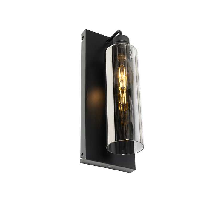 QAZQA Moderne wandlamp zwart met smoke glas - Stavelot