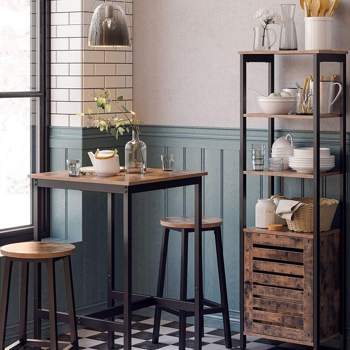 Bartafel, Hoge Keukentafel, Industriële Stijl, Vintage Bruin|Zwart