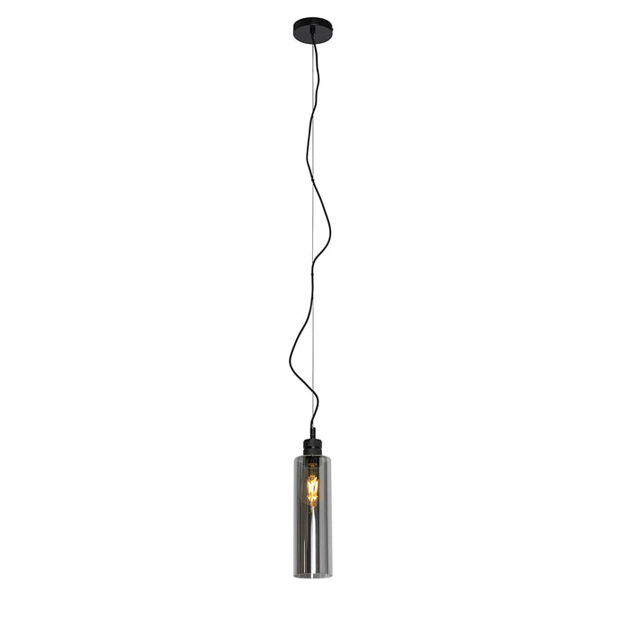 QAZQA Moderne hanglamp zwart met smoke glas - Stavelot