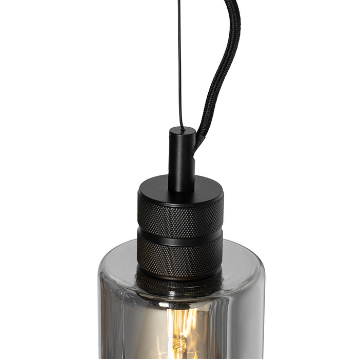 QAZQA Moderne hanglamp zwart met smoke glas - Stavelot