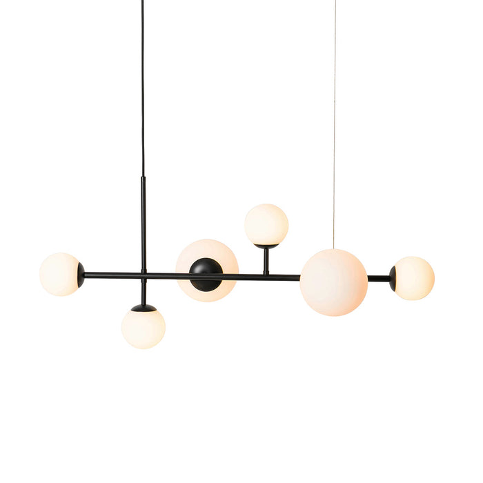 QAZQA Moderne hanglamp zwart met mat glas 6-lichts - Monaco