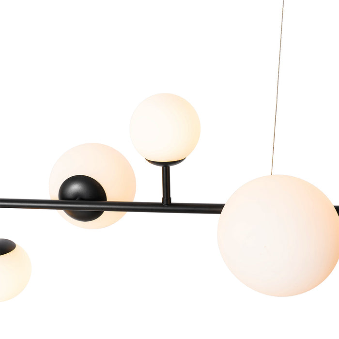 QAZQA Moderne hanglamp zwart met mat glas 6-lichts - Monaco