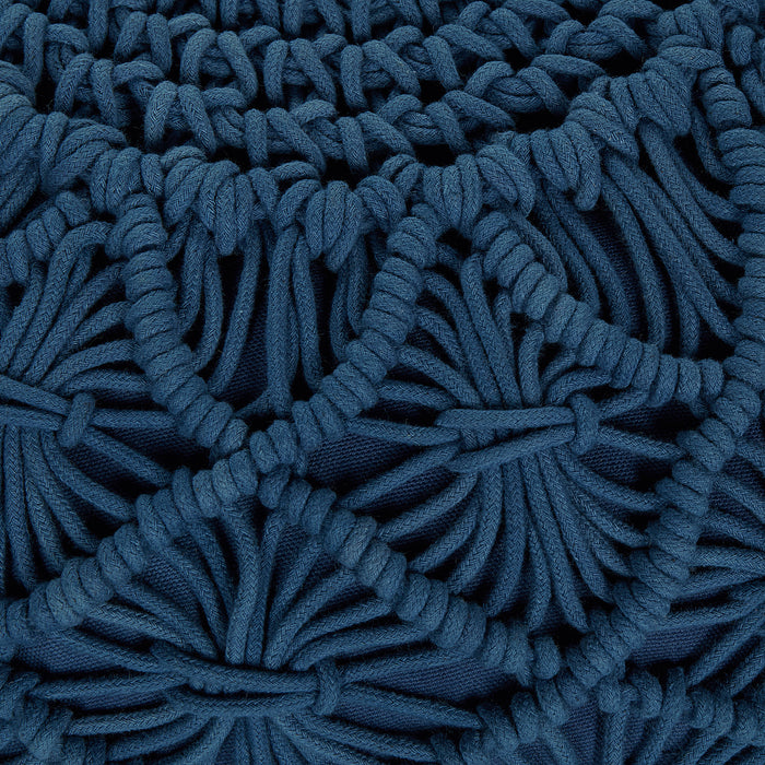 Beliani - BERKANE - Poef - Blauw - 50 cm - Katoen