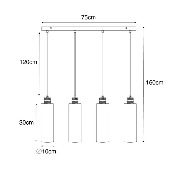 QAZQA Moderne hanglamp zwart met smoke glas 4-lichts - Stavelot