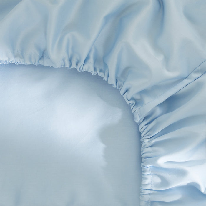Damai Splittopper Single Split Hoeslaken Bio Katoen Satijn - sky blue