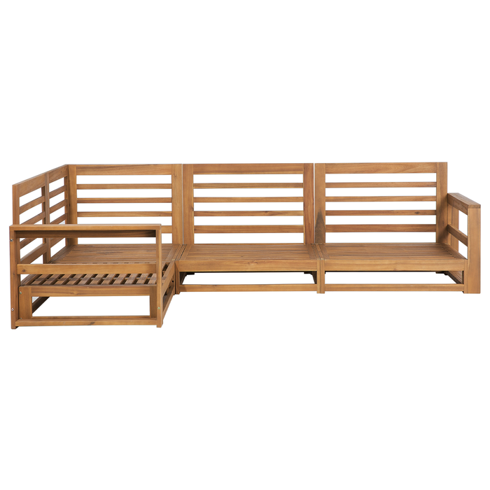 Beliani - TIMOR - Loungeset voor 4 - Taupe - FSC® acaciahout