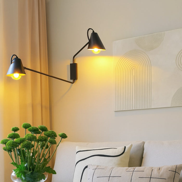 QAZQA Smart wandlamp zwart 2-lichts verstelbaar incl. Wifi A60 - Lune